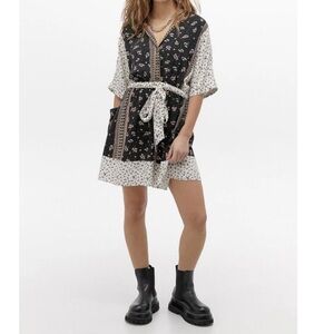 URBAN OUTFITTERS Matilda Mini Dress Floral Size L Black White